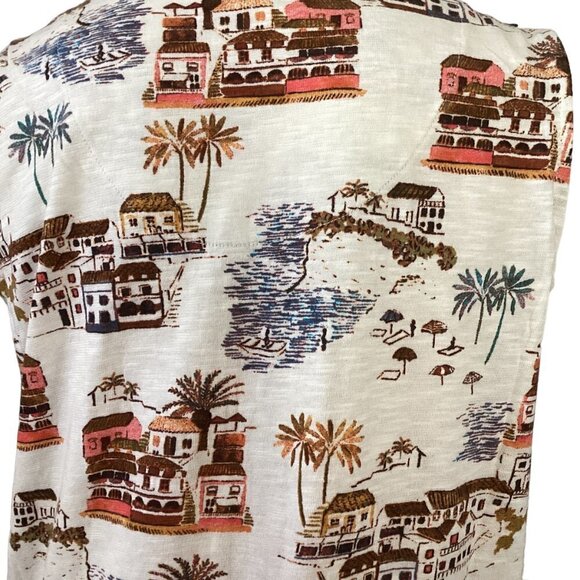 Naturals D&Co Sleeveless Tank Dress Novelty Beach Villa Print Sz MP 74L - Picture 7 of 9